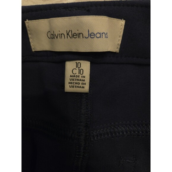 Calvin Klein Pants Navy Ponte Pull On Skinny Stretch Ankle Mid Rise Womens 10 - Picture 7 of 7
